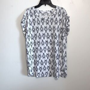 Gap | Women’s White Black Sleeveless Knit Geometric Printed Shirt Blouse Size S